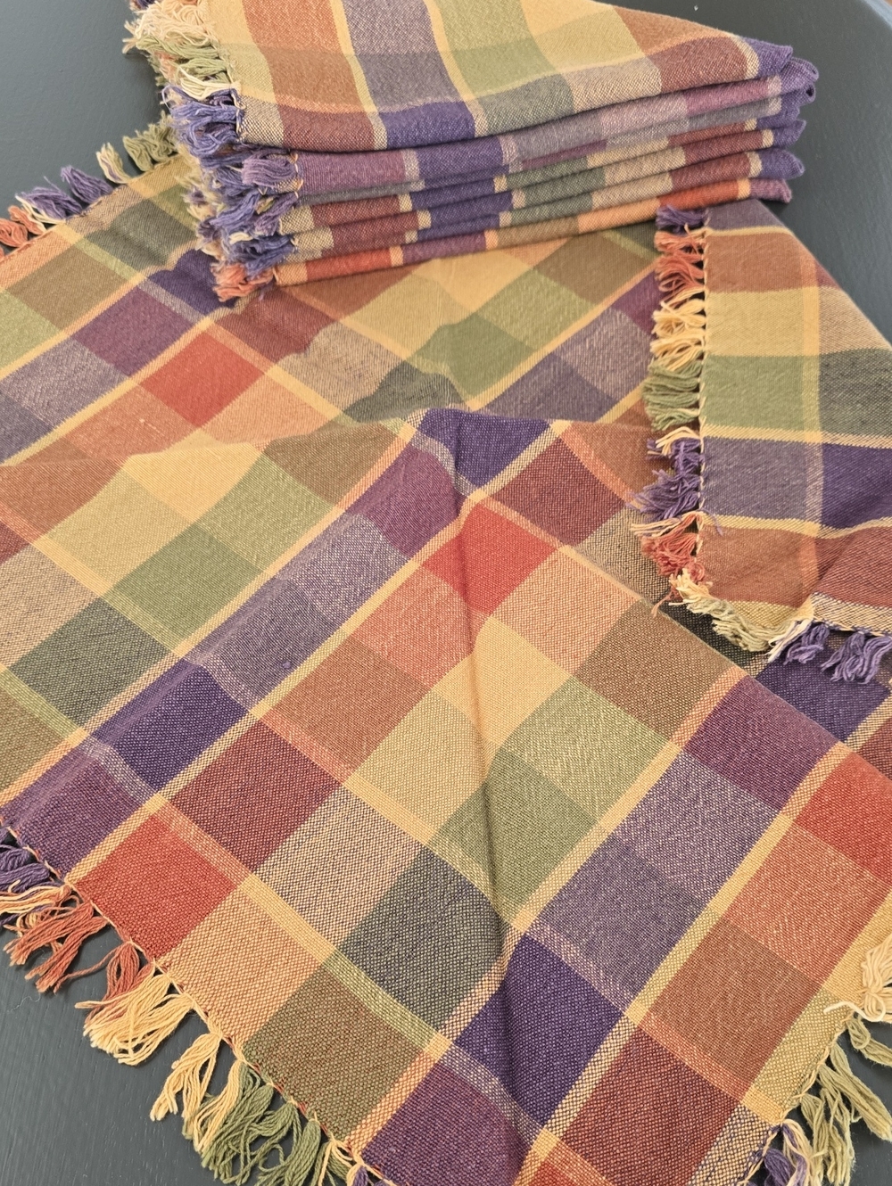 Plaid Fall Colors Cloth Napkins, Set of 8
